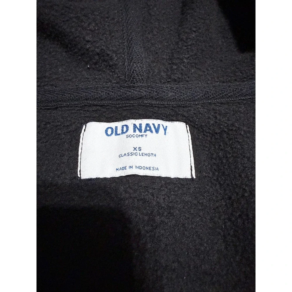 Old Navy SoComfy Kids XS Black Full Zip Hoodie Fleece Sweatshirt Classic Length